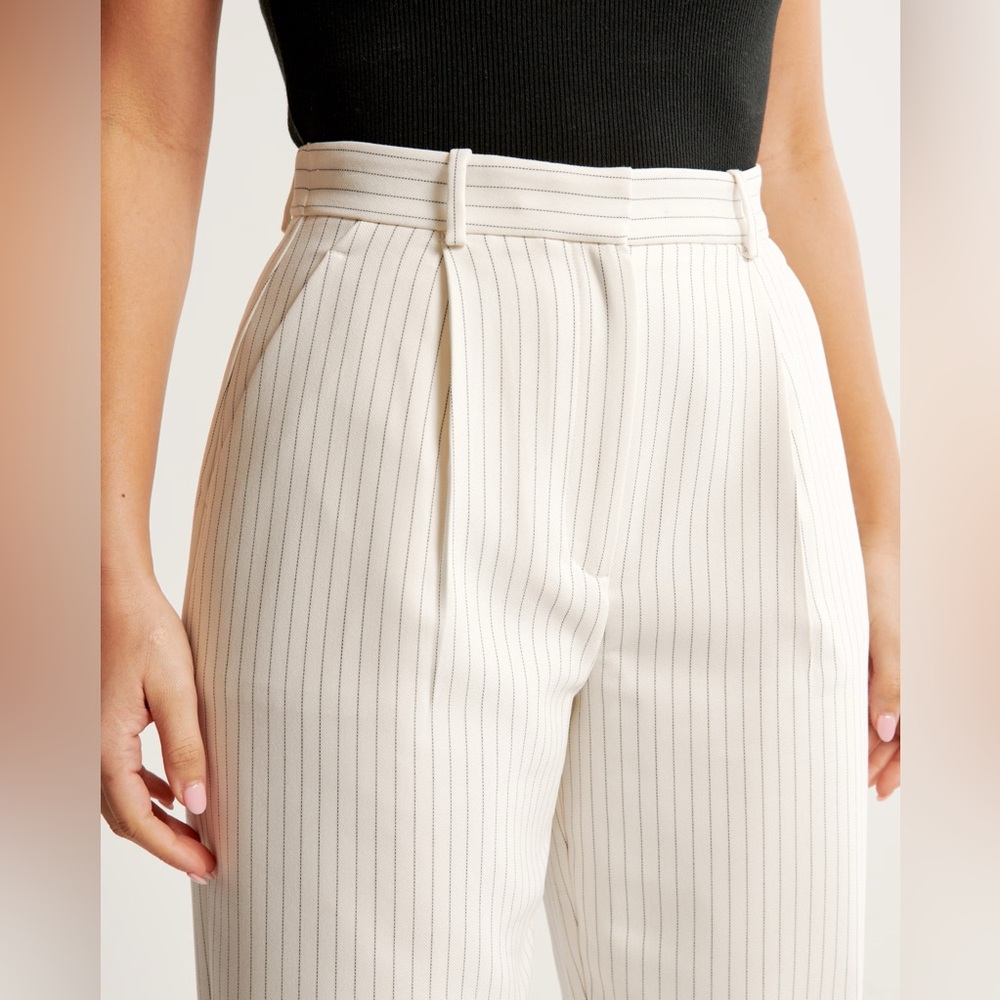 Curve Love Tailored Straight Pant, WHITE STRIPE